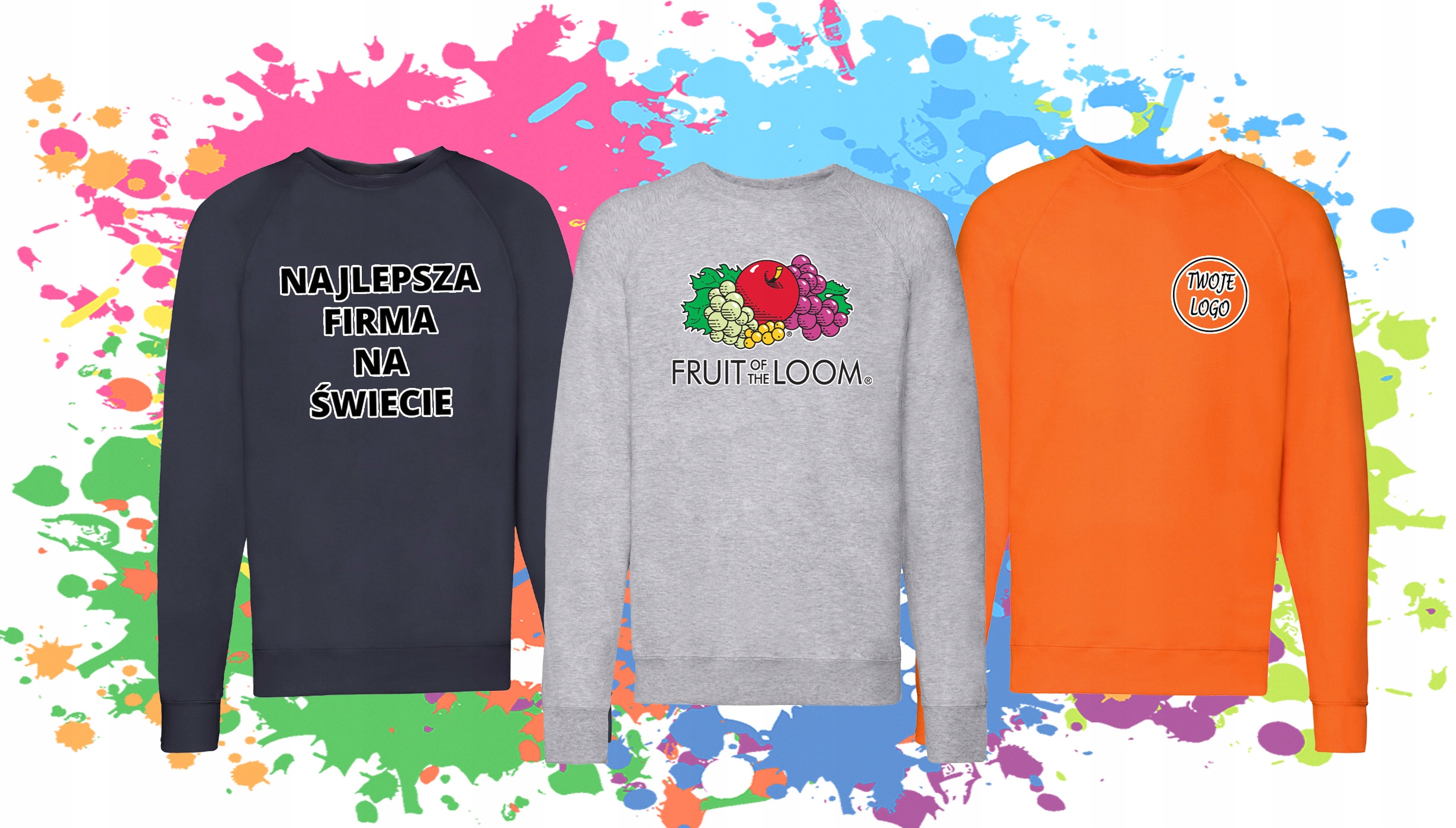 Męska GRUBA Bluza Raglan - CLASSIC - FRUIT OF THE LOOM black M Marka Fruit of the Loom