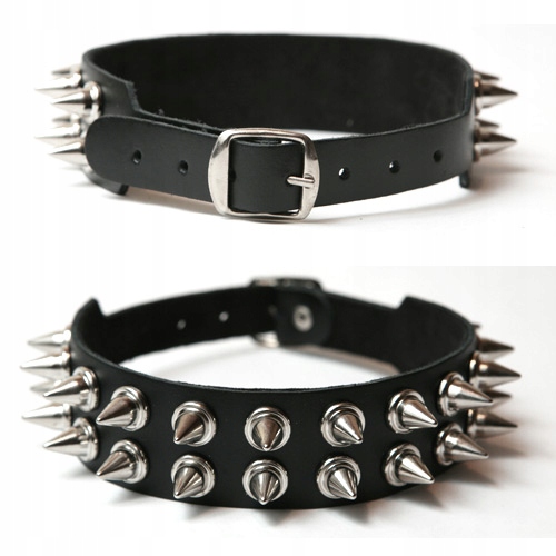 

Obroża na szyję Opaska Skórzana stożki Spike