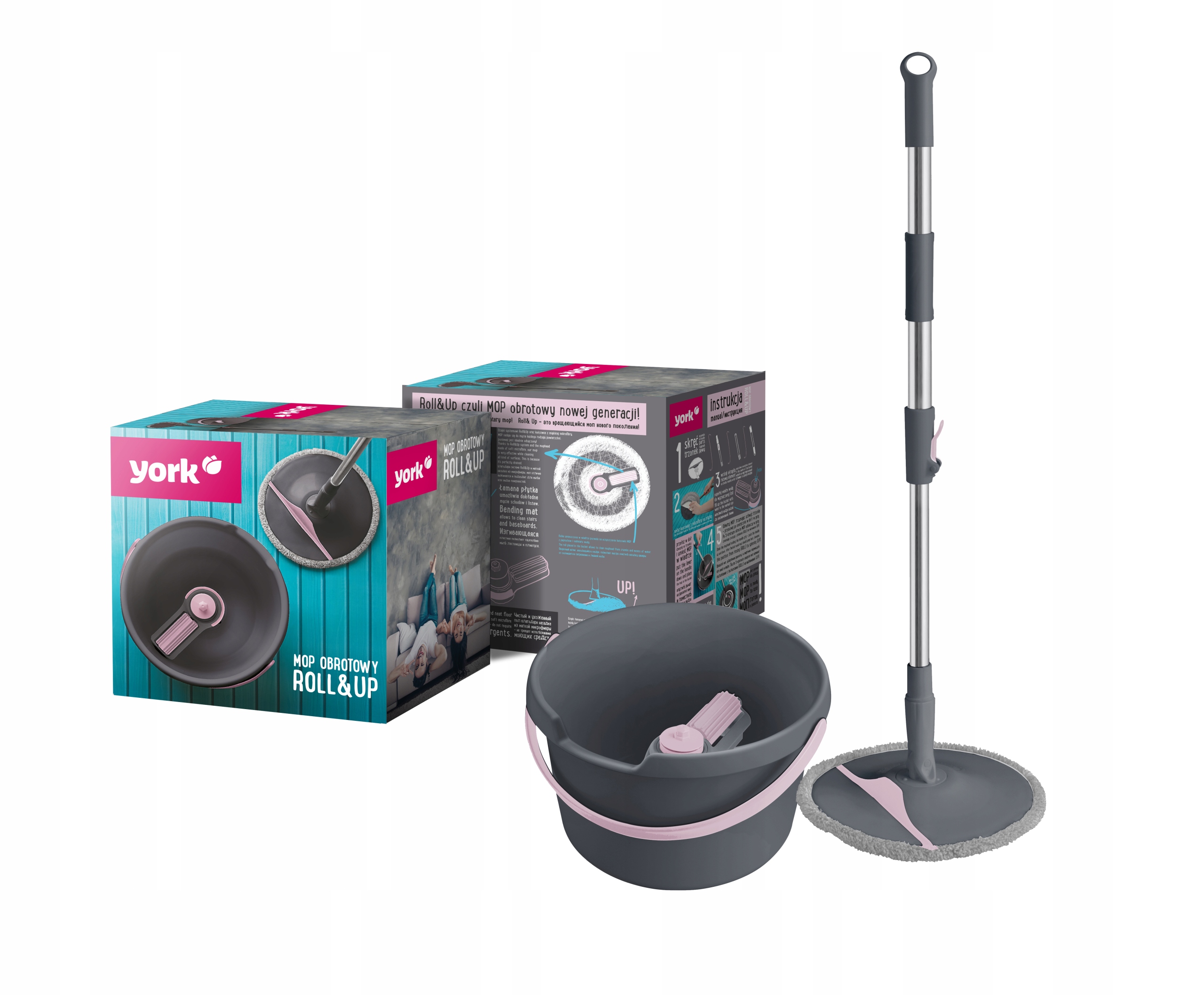 

York Mop obrotowy Roll&up płytka Rzepy łamana