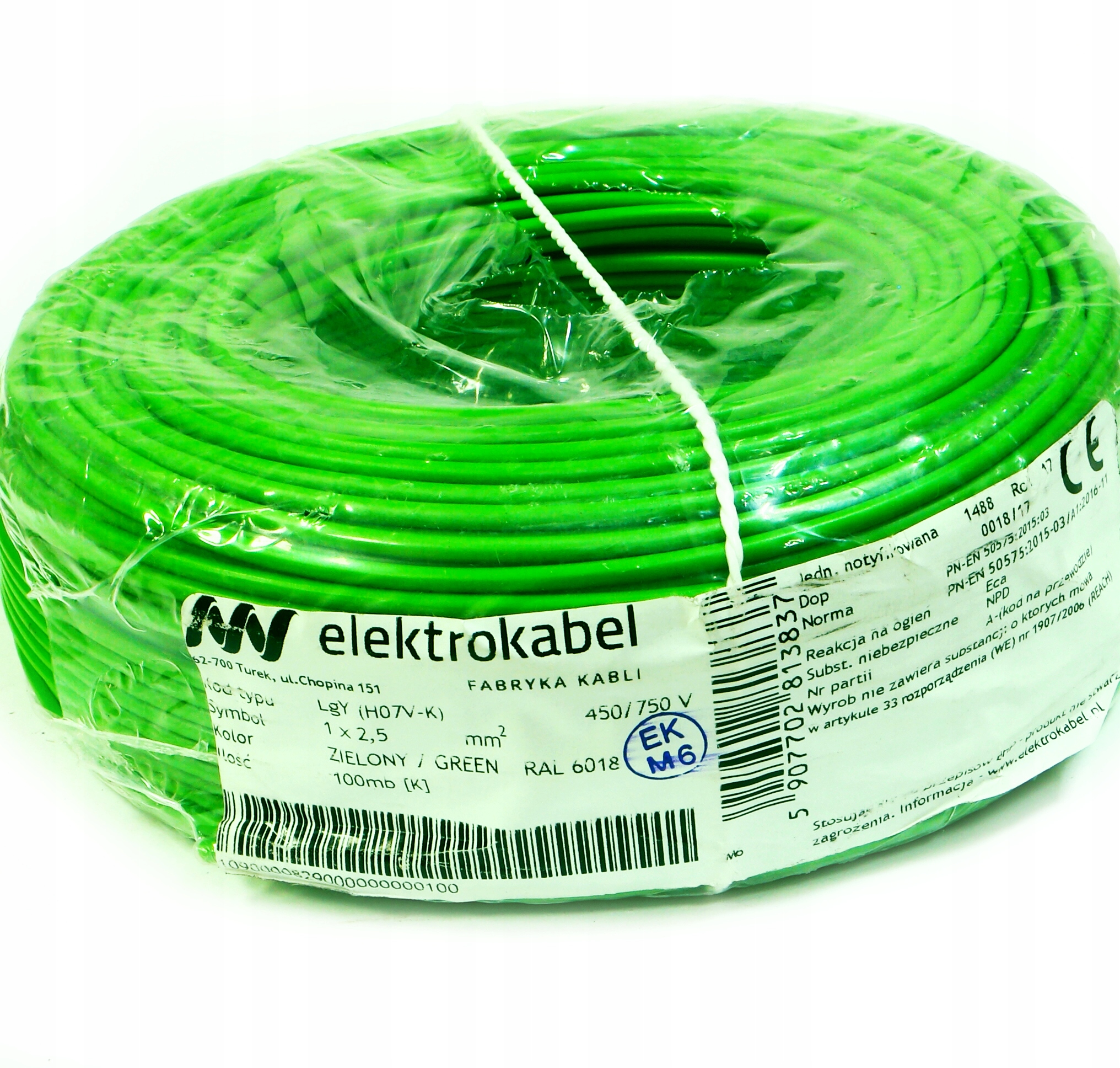 Kábel Lgy 2,5 mm zelený 450/750 100 m