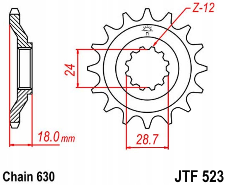 Přední ozubení Jt F523 15 Kawasaki Gpz 1100 A
