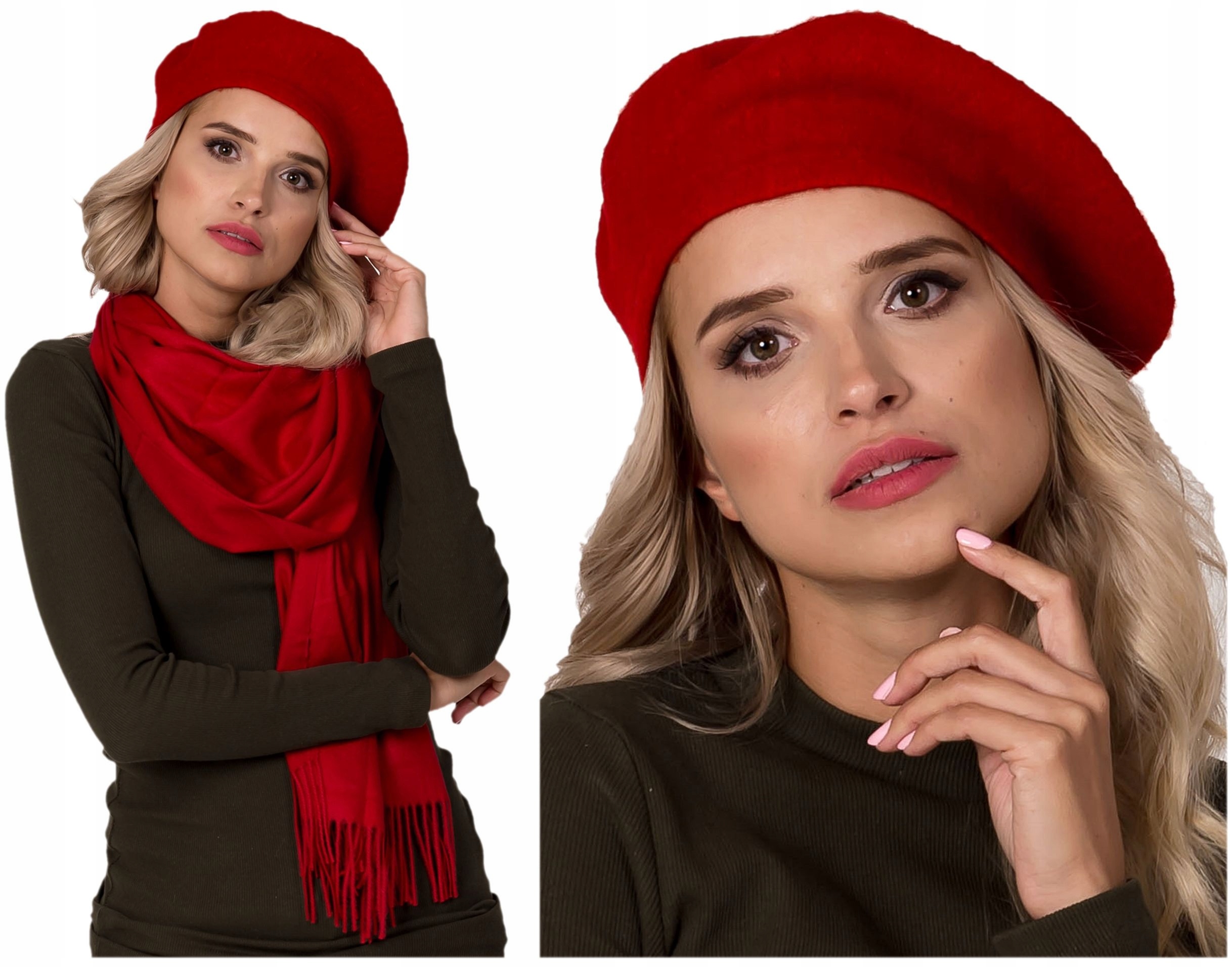 

Klasyczny Czerwony francuski Beret z antenką