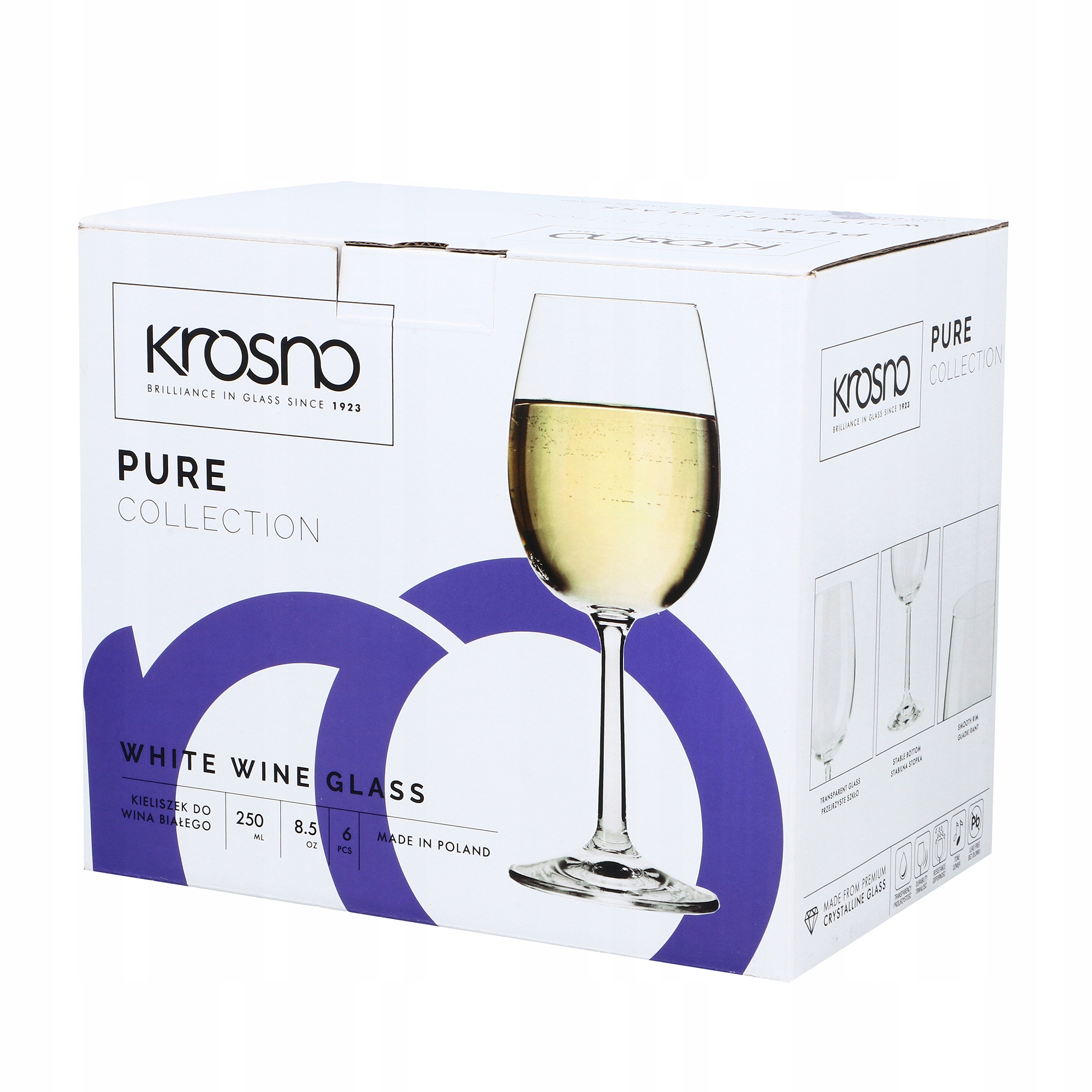 

Kieliszki do wina białego 250ml 6szt. Pure Krosno