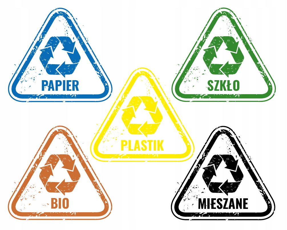 

Zestaw Naklejek na kosze Recykling Segregacja Śmie