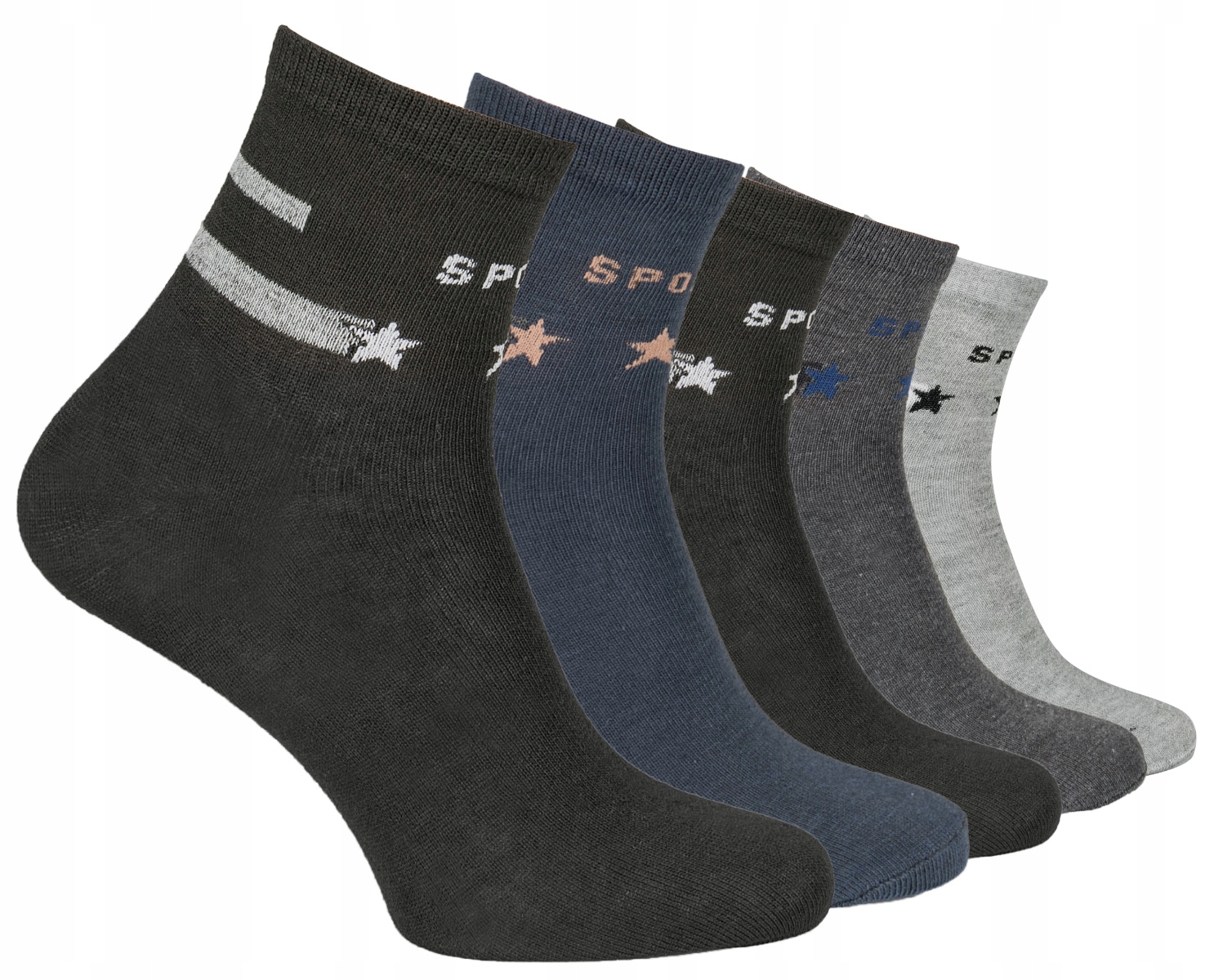 

5 x Skarpety Sportowe Męskie Bawełniane D601 43-46