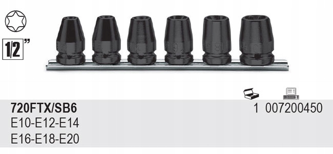 KOMPLET 6 NASADEK UDAROWYCH P.TORX BETA 720FTX/SB6 Kod producenta 720FTX/SB6