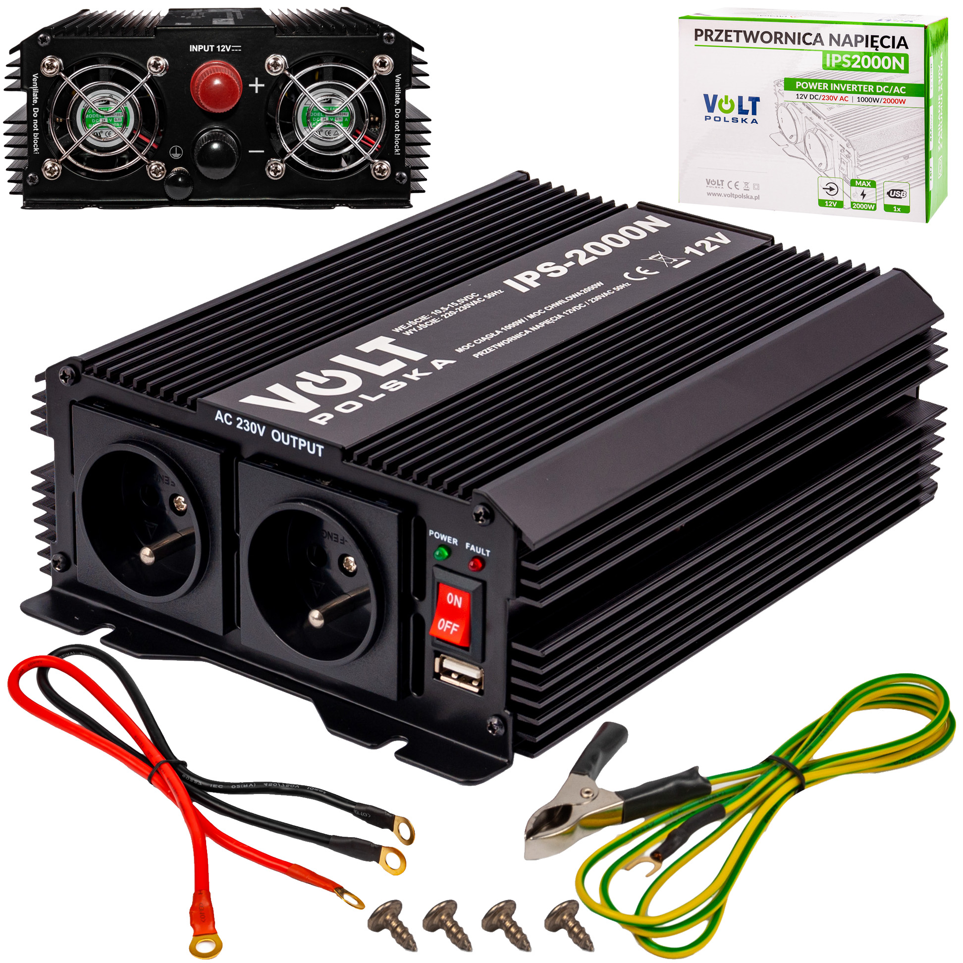 PRZETWORNICA 12V 230V SAMOCHODOWA NAPIECIA 2000W