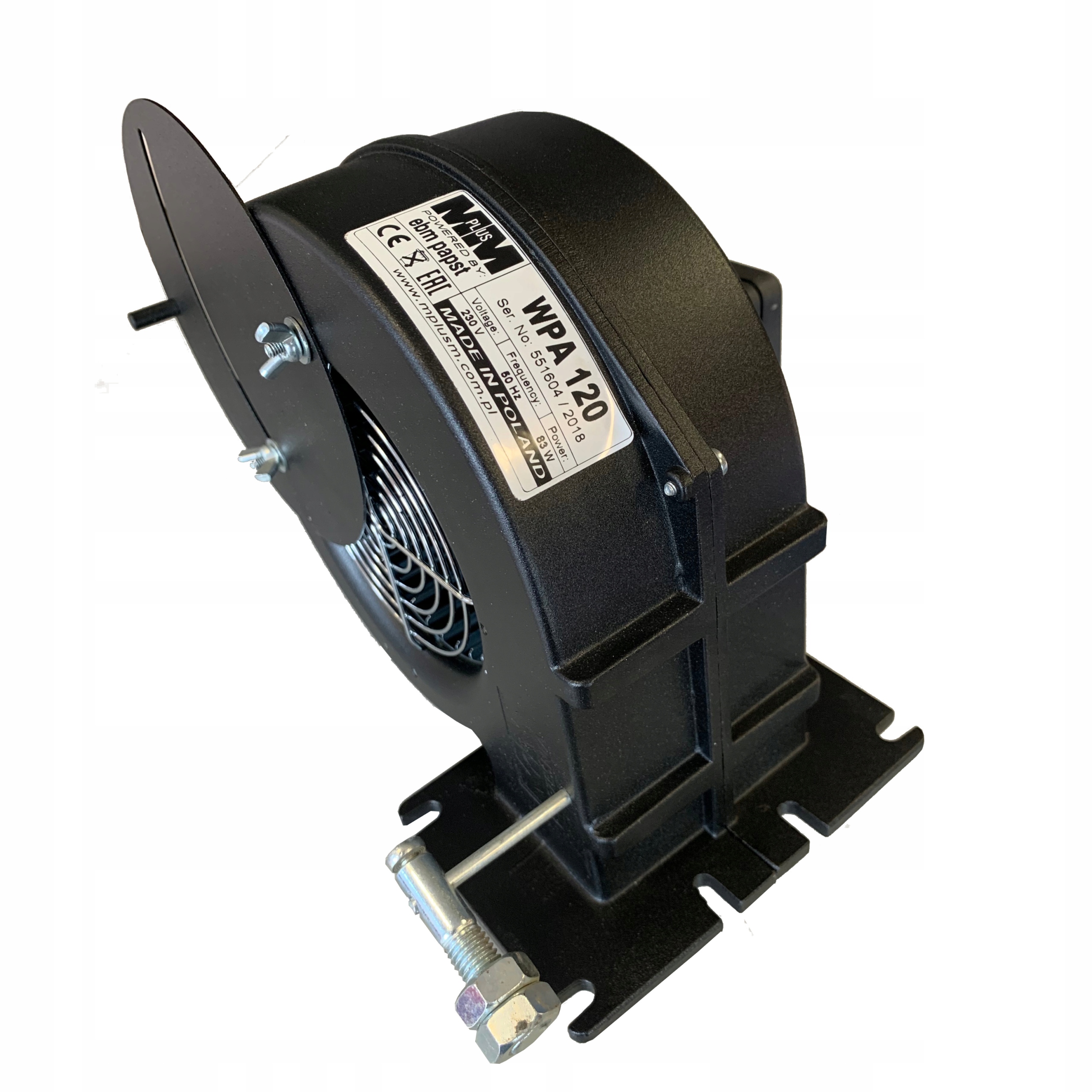 Dmuchawa pieca co WPA120 Wentylator MplusM do Defro boczne gniazdo Czarna