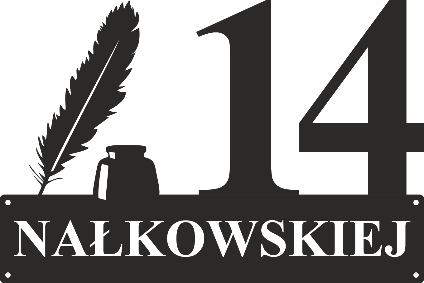 Numer na dom. Stalowa tablica adresowa z grafiką. Grubość 2 mm