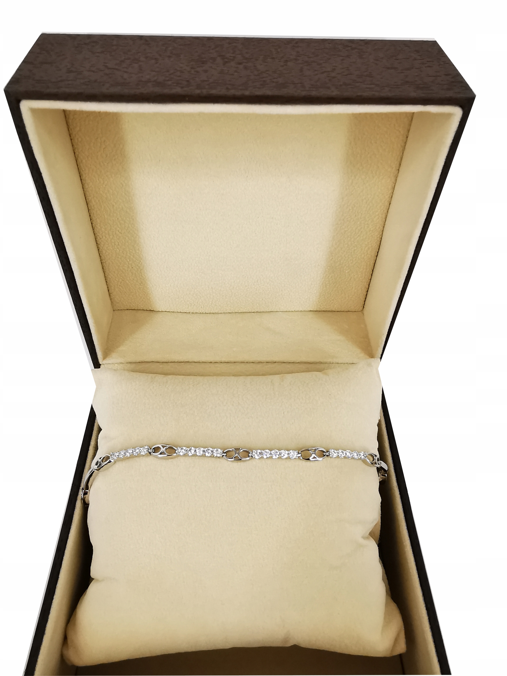 

Piękna Srebrna Bransoletka Cyrkonie Celebrytka