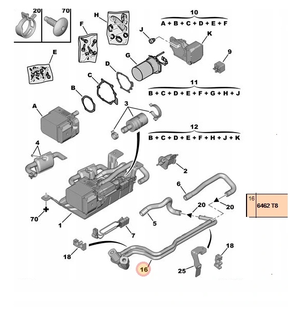 PRZEWOD WEBASTO PEUGEOT 807 CITROEN C8 OE Part number 6462T8