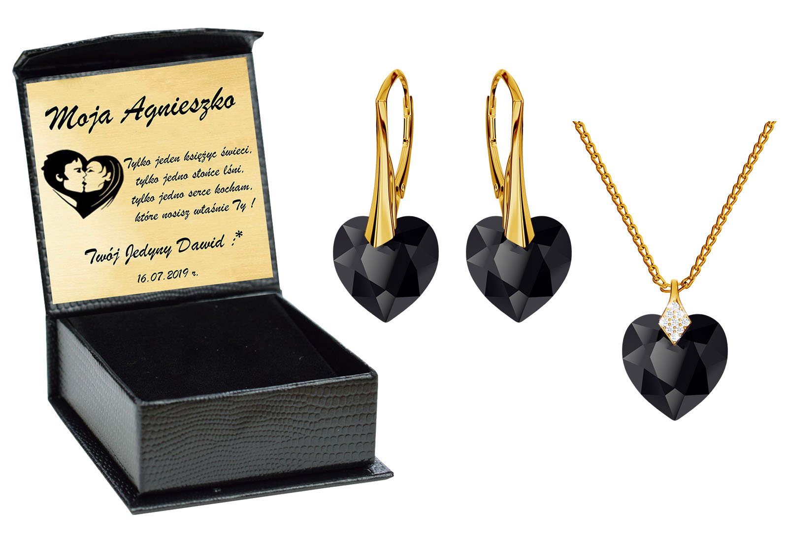 

Złote Serca Zestaw Dla Niej Swarovski Srebro 925