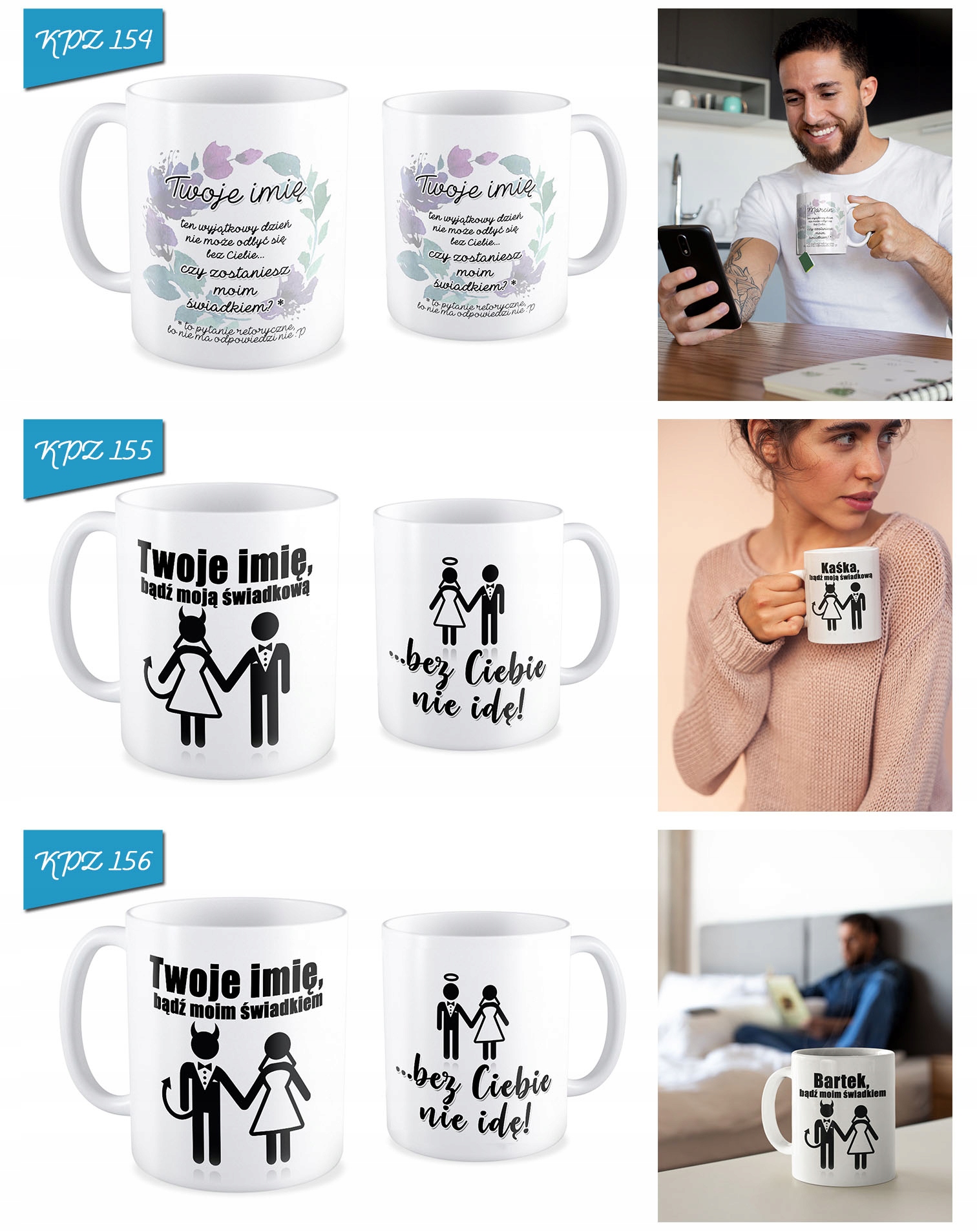 KUBEK ZAPROSZENIE DLA ŚWIADKÓW ŚWIADKOWEJ DRUŻBÓW Płeć uniseks