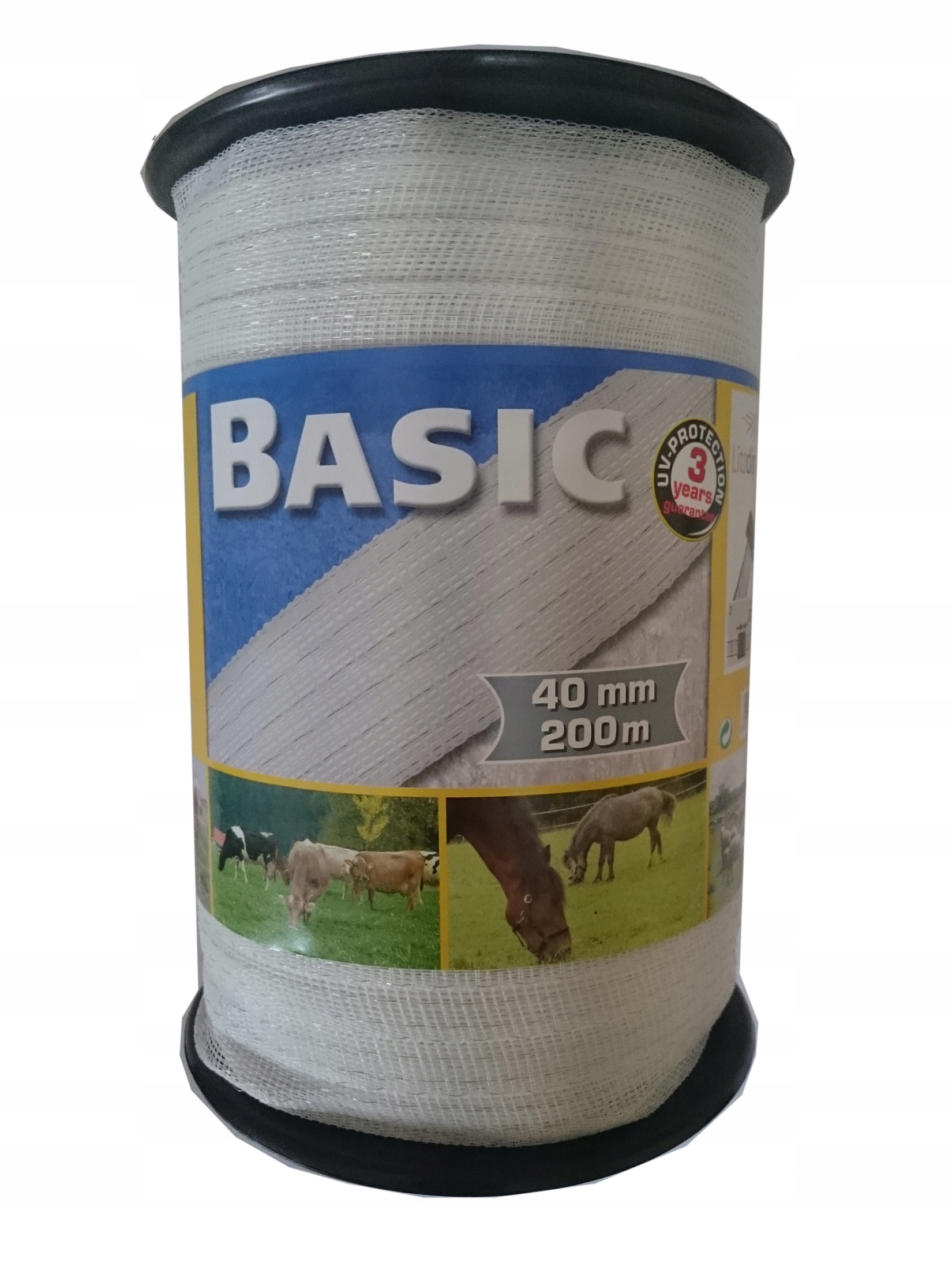 

Taśma do ogrodzeń Basic 40mm 200mb biała pastuch