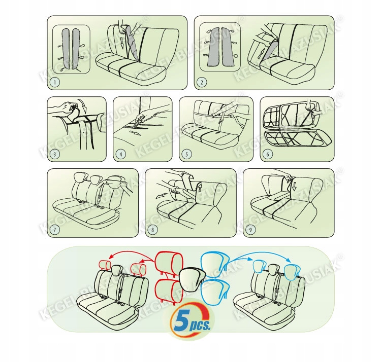 Pokrowiec na tylną kanapę KIA Sorento Cechy dodatkowe gotowe otwory pod zagłówki