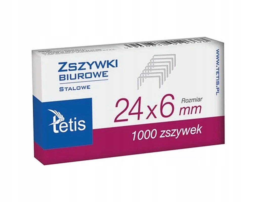 

Zszywki Biurowe 24/6 1000 Szt GZ101-A Tetis Mocne