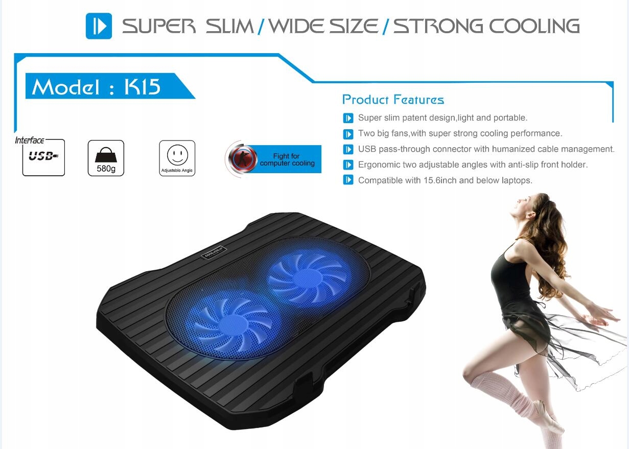 PODSTAWKA PODKŁADKA CHŁODZĄCA POD LAPTOP-A 12-16'' Kod producenta M555011BK