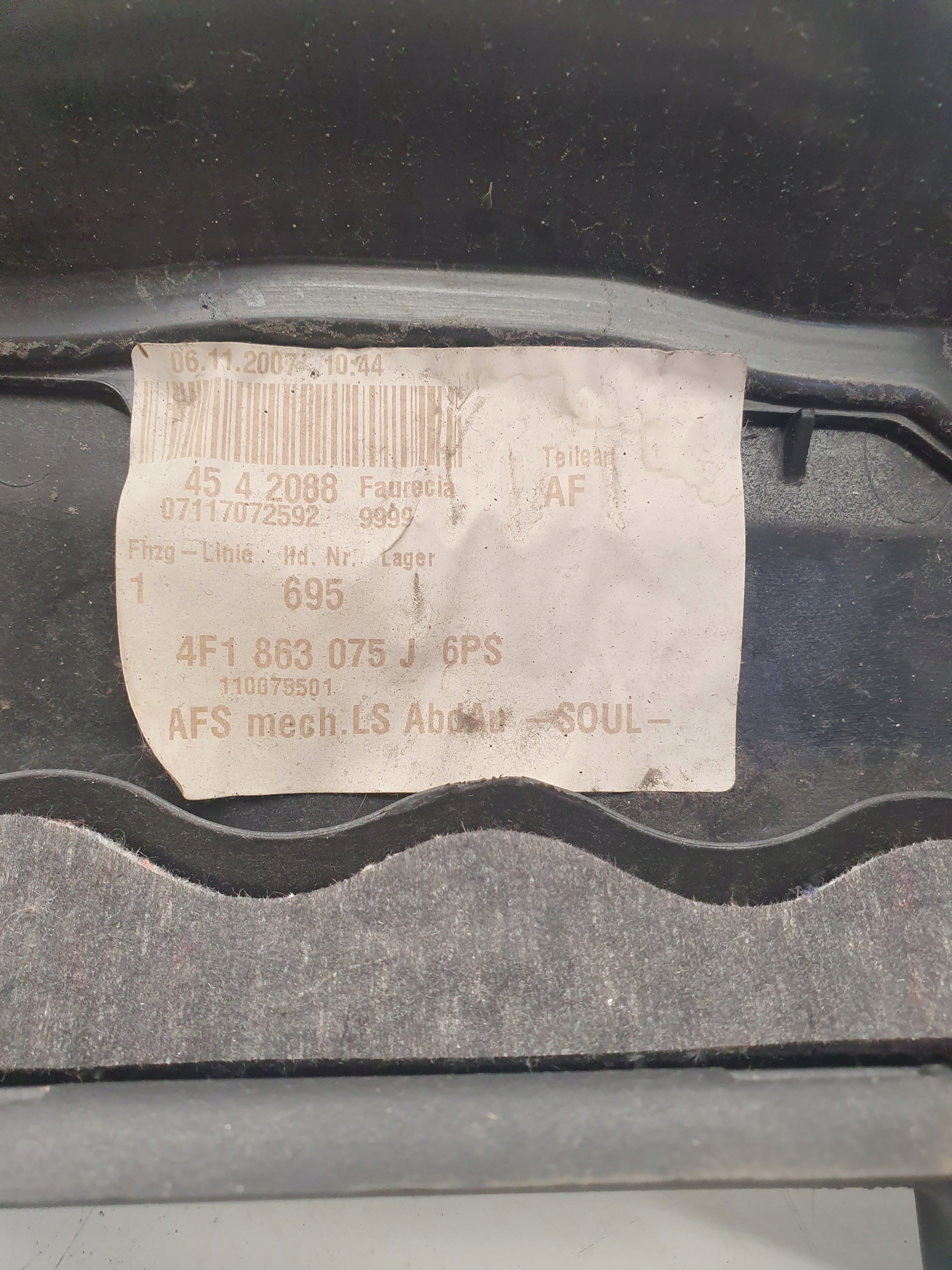 cover below steering wheel, SZTYCE AUDI A6 C6 4F1863075J