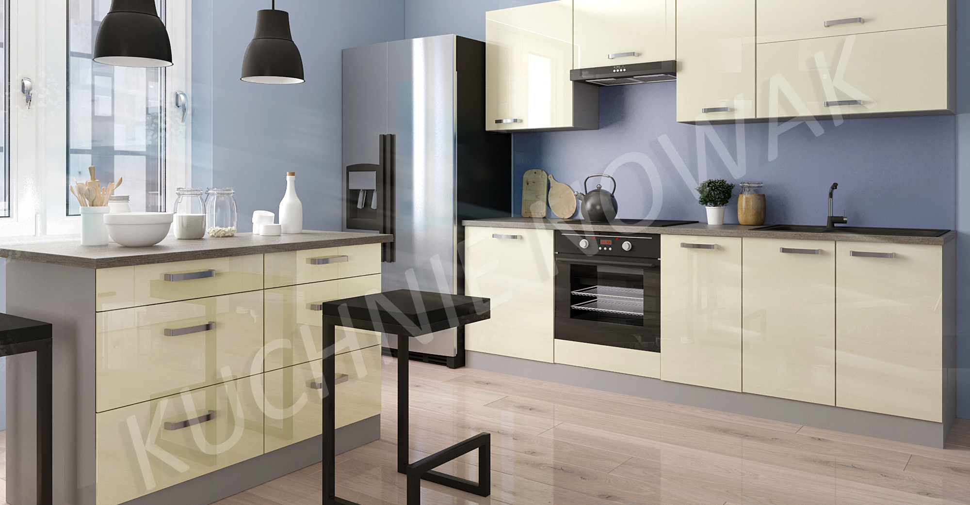 MEBLE KUCHENNE JULIA/ SMRT POŁYSK MDF 160 cm Materiał płyta MDF