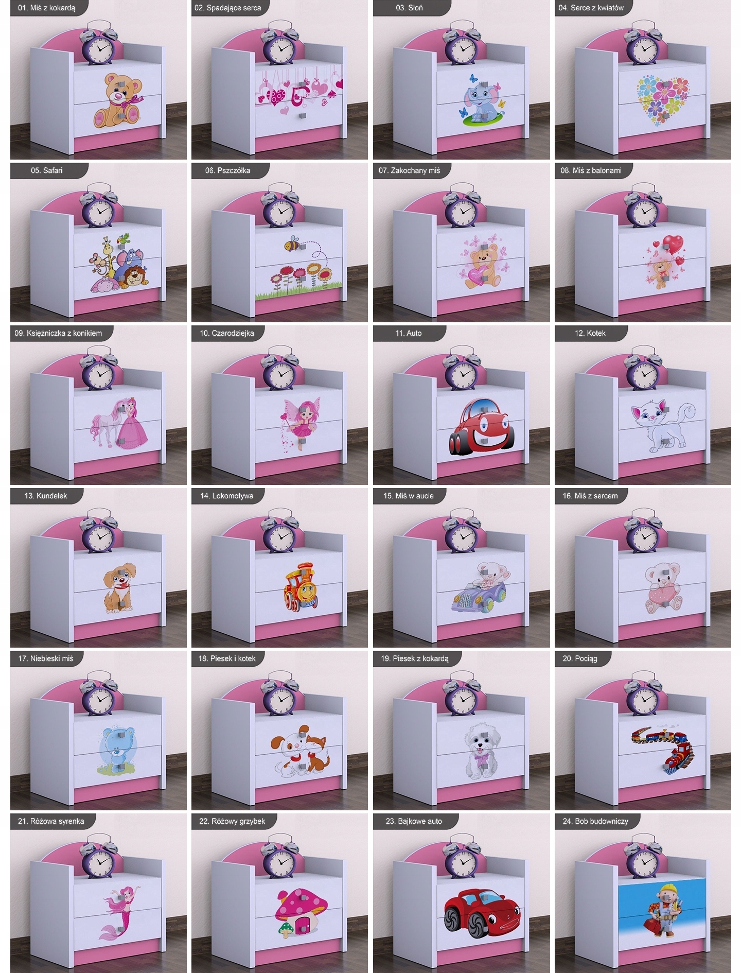 SZAFKA NOCNA HAPPY SZN01-RÓŻOWA-MEBELKI DZIECIĘCE Kod producenta 90