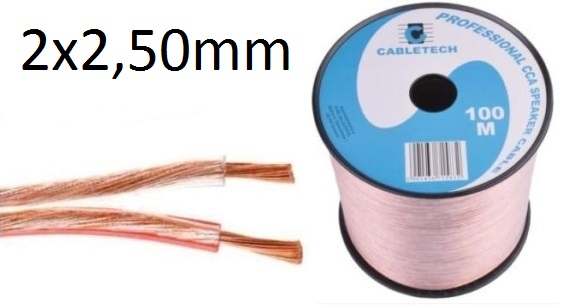 

Kabel głośnikowy Cca 2x2,50mm audio 1szt=1m