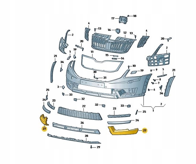 SPOJLER ZAŚLEPKA ZDERZAKA SKODA OCTAVIA 3 SCOUT Strona zabudowy przód