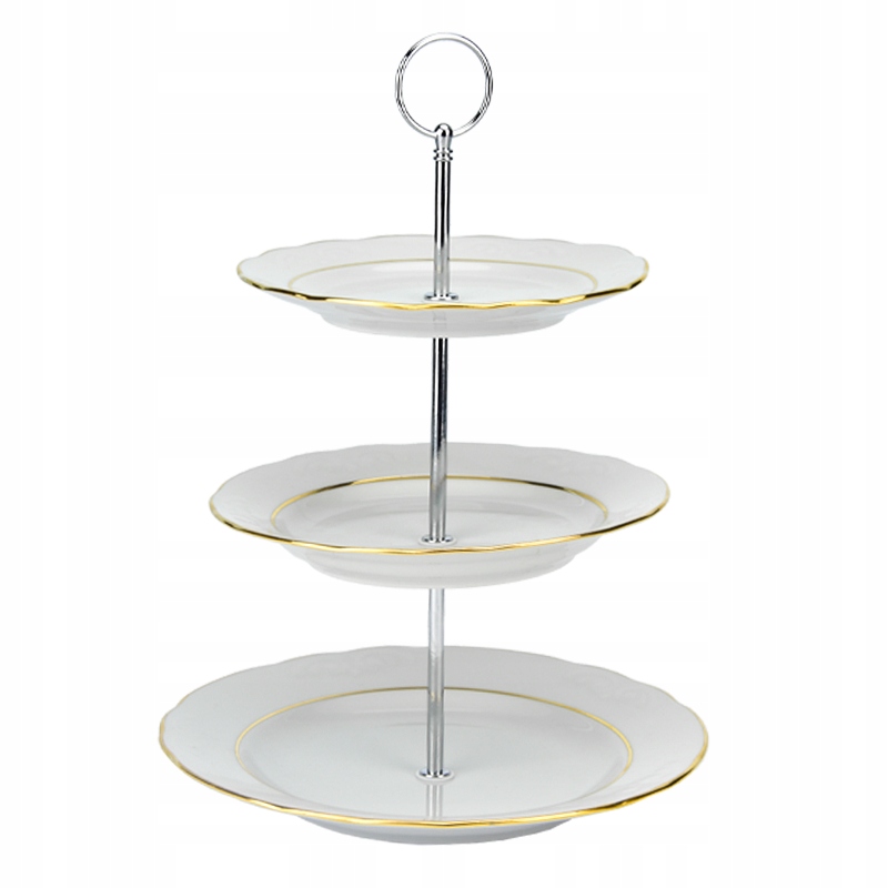 

Patera Porcelanowa 3 Poziomy Złoty Pasek Irena
