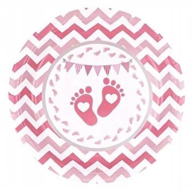 TALERZYKI BABY SHOWER DZIEWCZYNKA STÓPKA 17CM 6 SZTUK