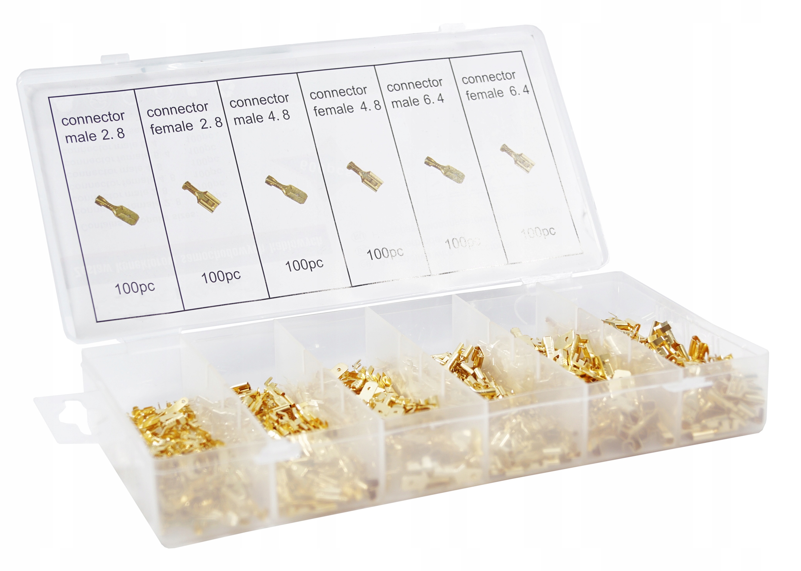 ZACISKARKA PRASKA DO KONEKTORÓW ZESTAW 600 SZT. Minimalny przekrój przewodu 0.5 mm²