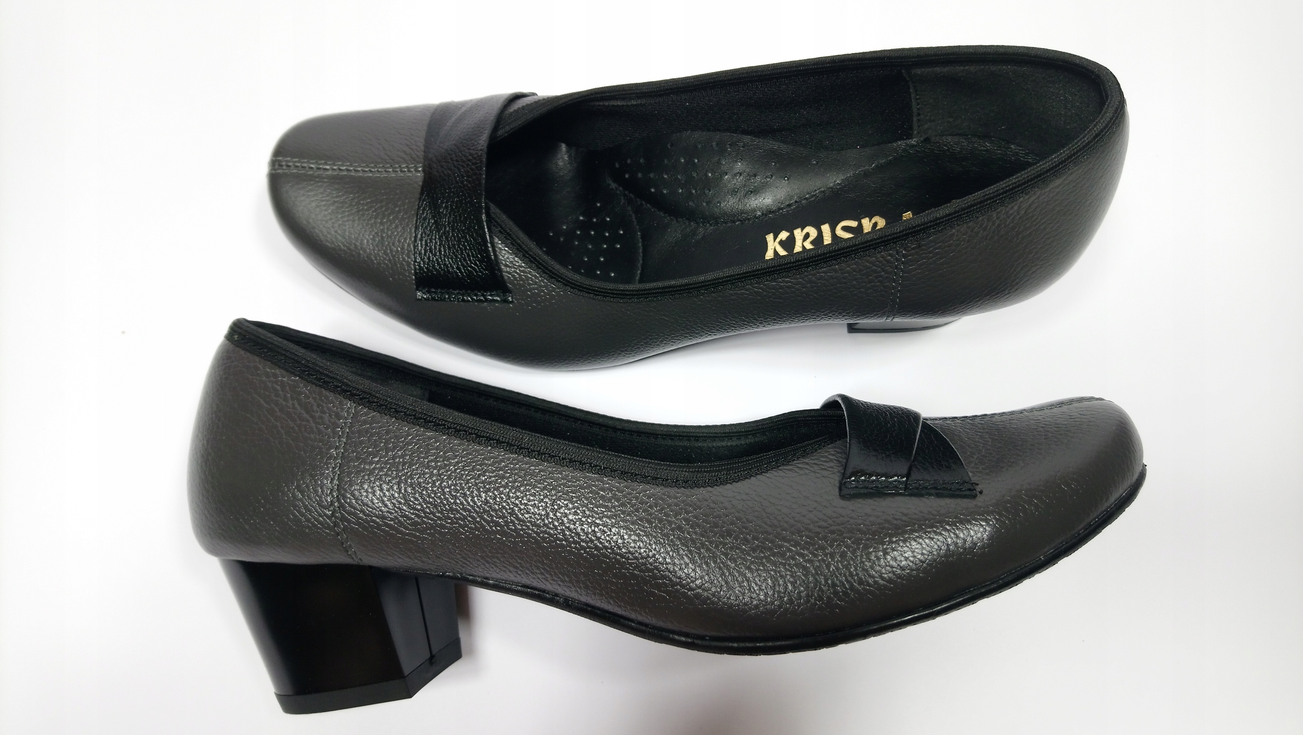 KRISBAL 59 czółenka POLSKIE szaro/cz 40 SKÓRA NAT Rozmiar 40