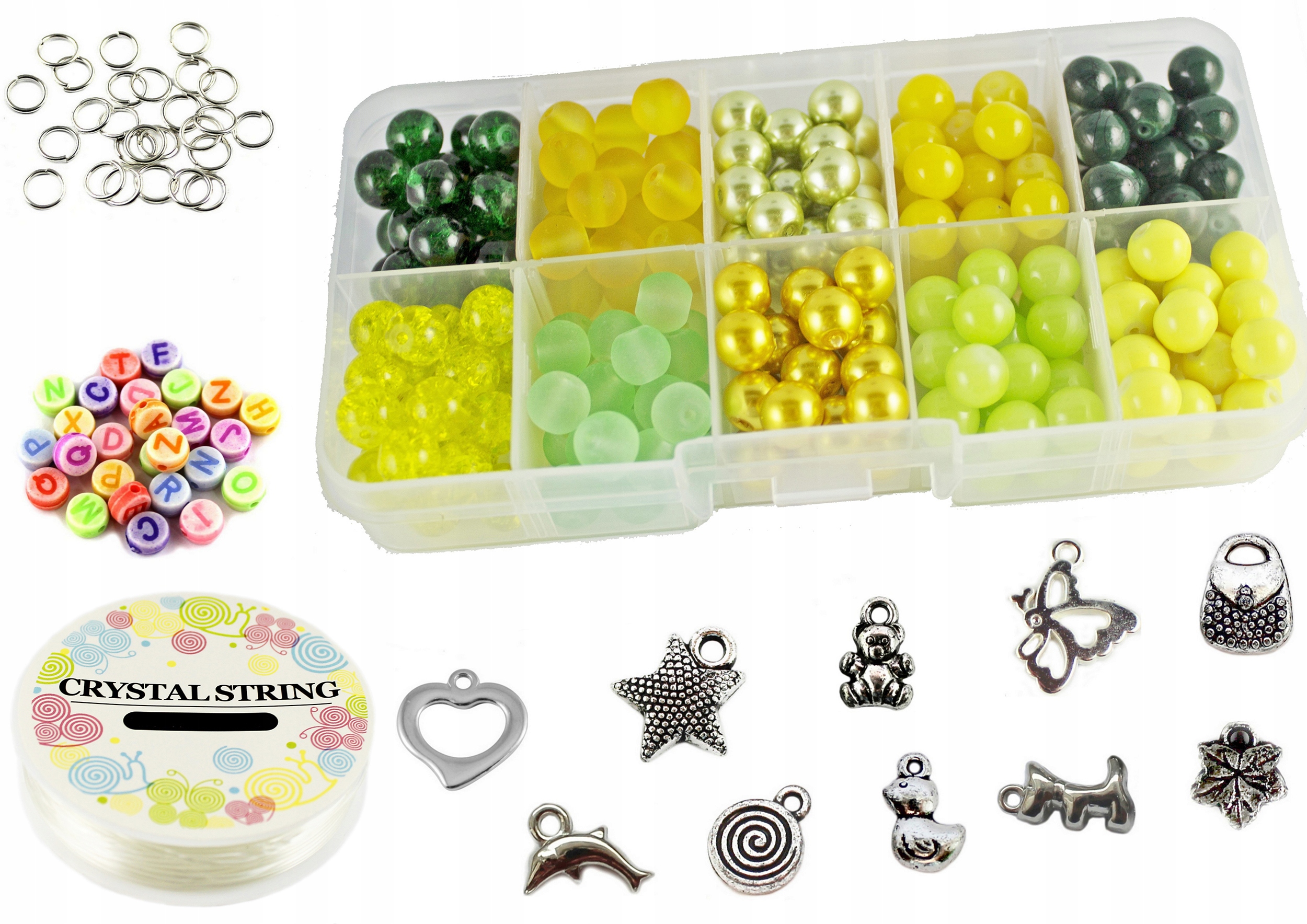 ZESTAW do BRANSOLETEK KORALIKI SZKLANE 10 kolorów Materiał inny