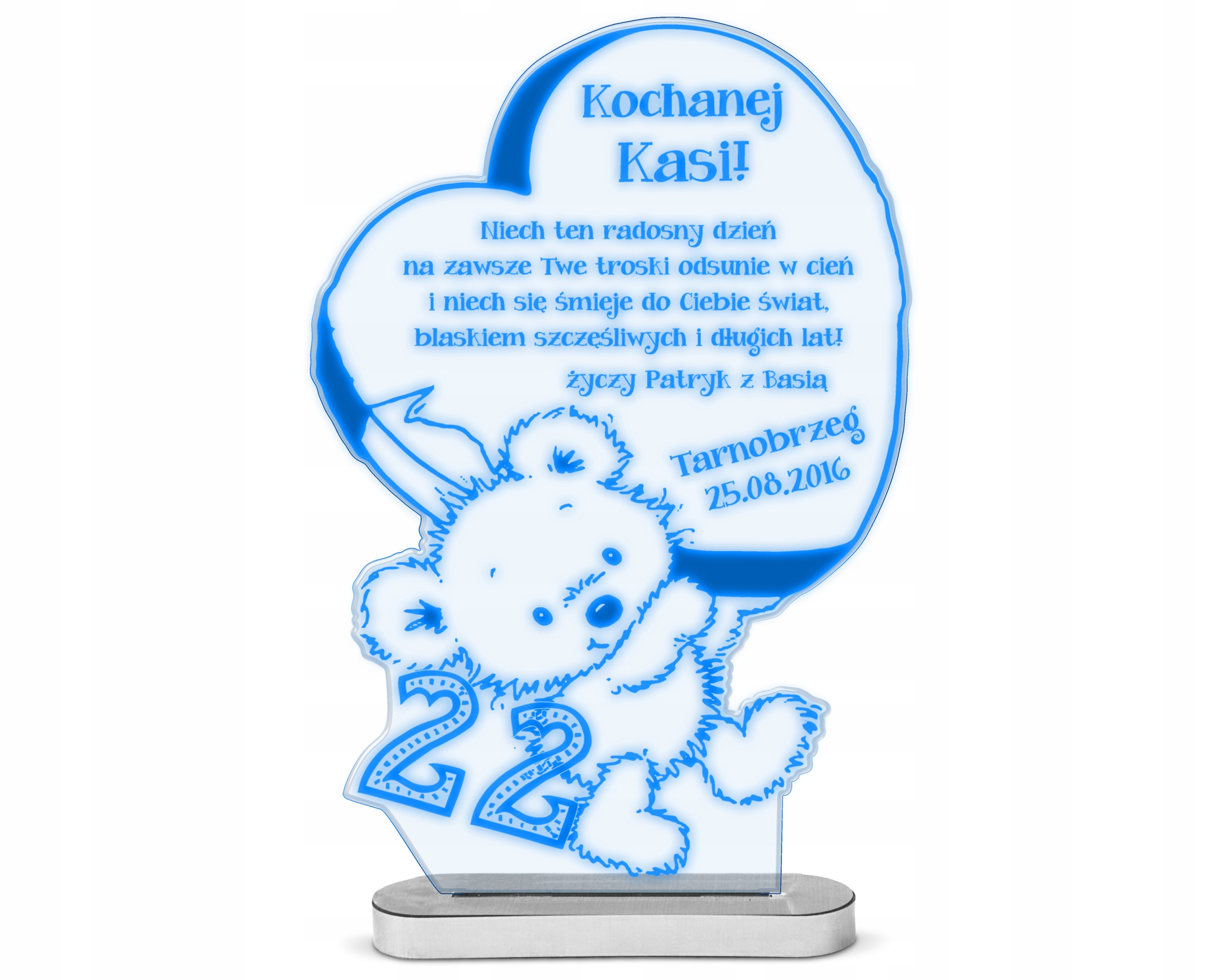 Statuetka Lampka Prezent na Walentynki Twój tekst