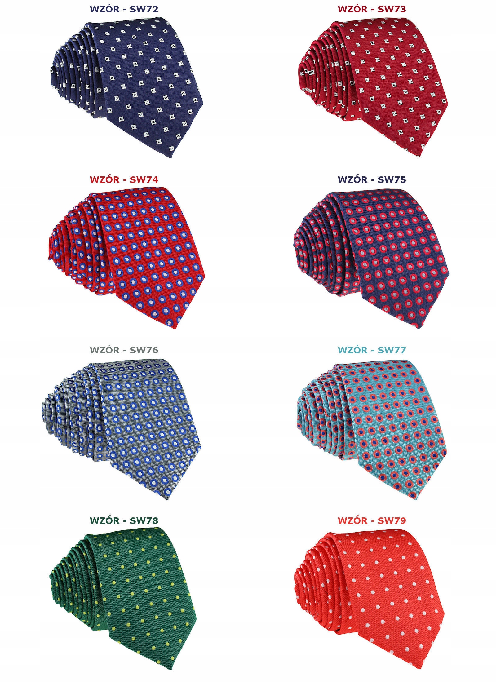 KRAWAT WĄSKI ŚLEDŹ / ŚLEDZIK 6 cm - 45 WZORÓW Szerokość 6 cm