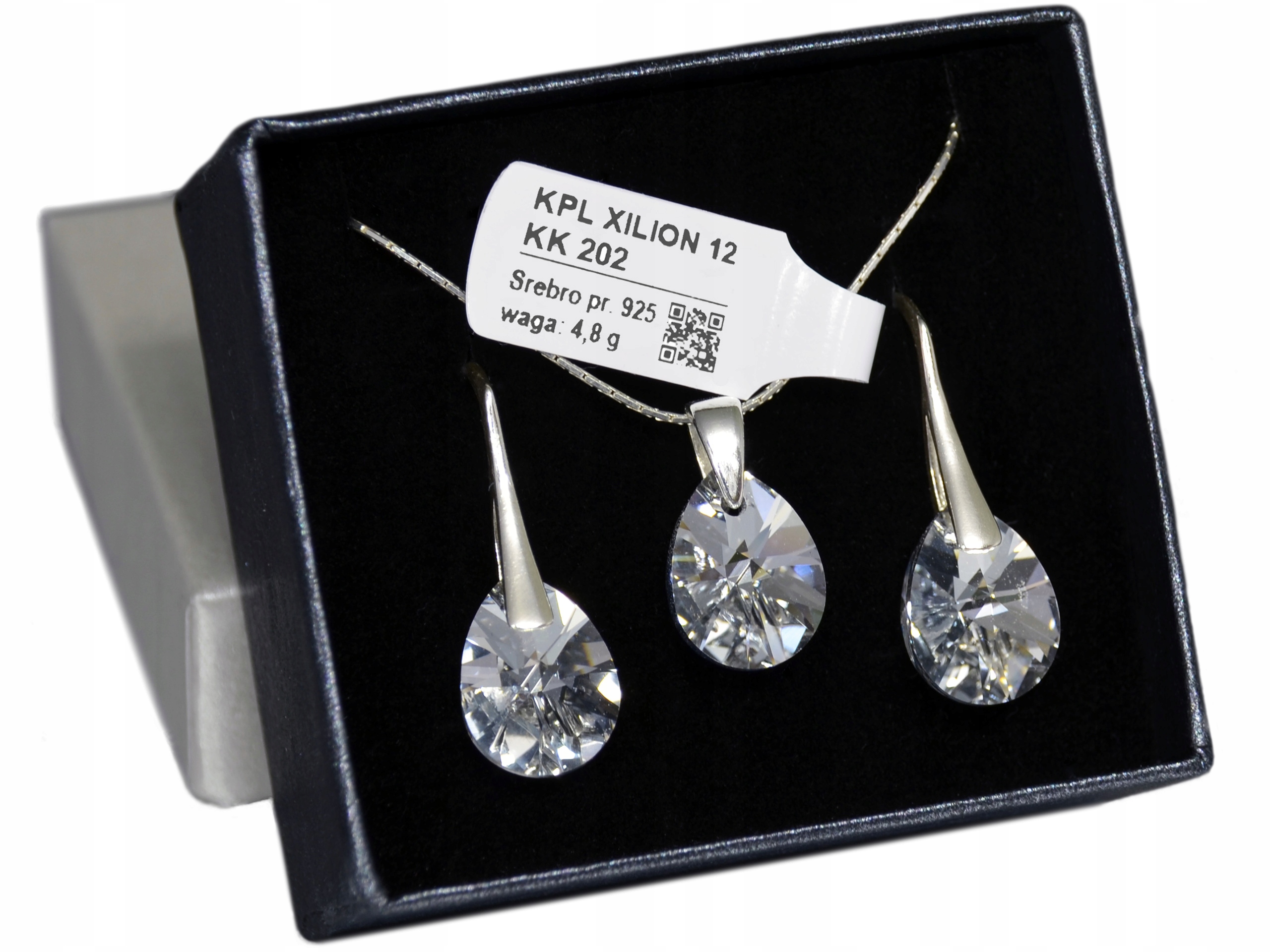 

Komplet srebrny biżuterii z kryształami Swarovski