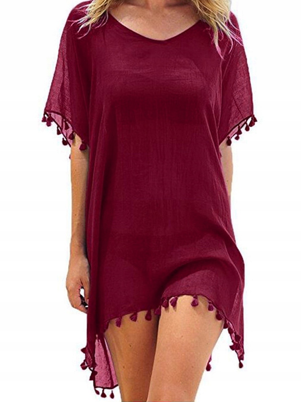 LETNIA TUNIKA SUKIENKA SZYFON DEKOLT PLAŻOWE PAREO Marka SNM