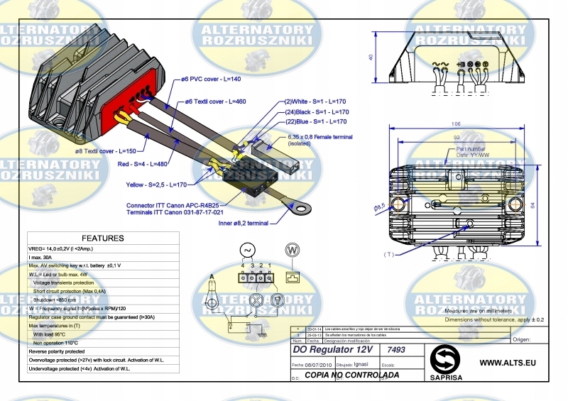 Regulator SAPRISA REF7493 Hatz 02270800 DO-W-LE Kod producenta REF7493