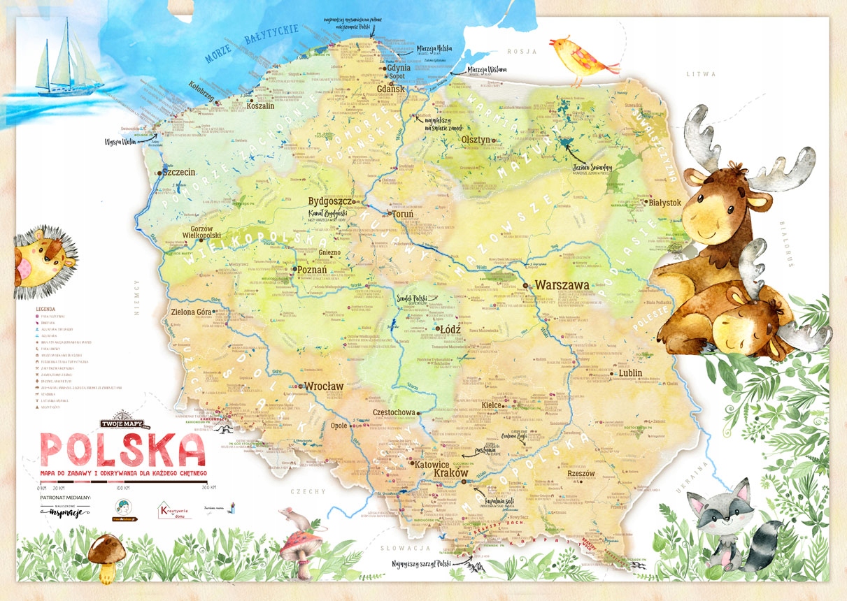 Edukacyjna Mapa Polski dla dzieci - PISZ I ZMAZUJ Marka Inna