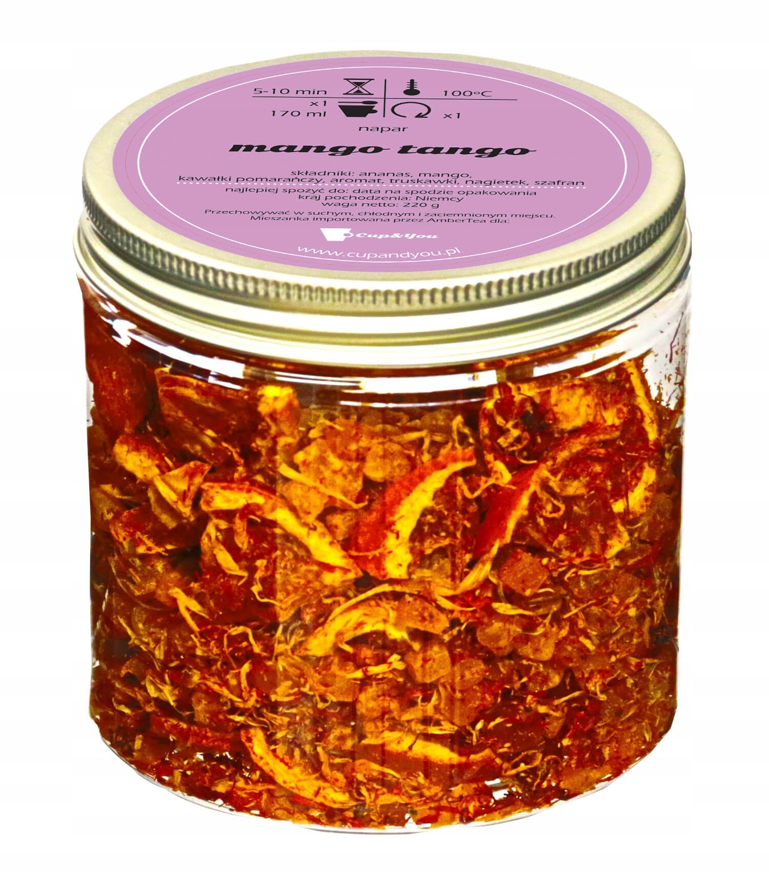 Najlepsza sypana herbata owocowa Mango Tango kawałki pomarańczy ananas 220g