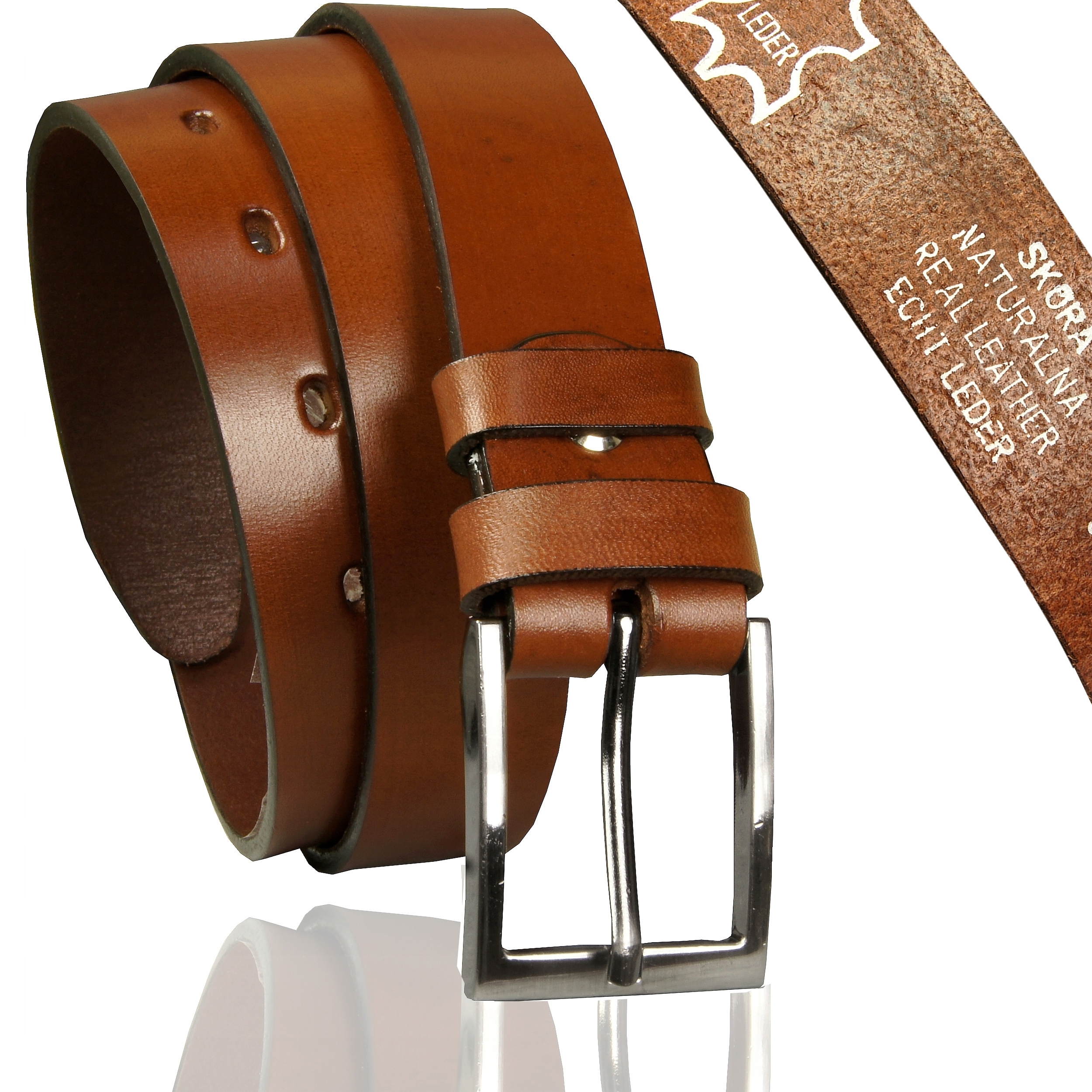 

Skórzany Pasek Męski do spodni Skóra Licowa 110