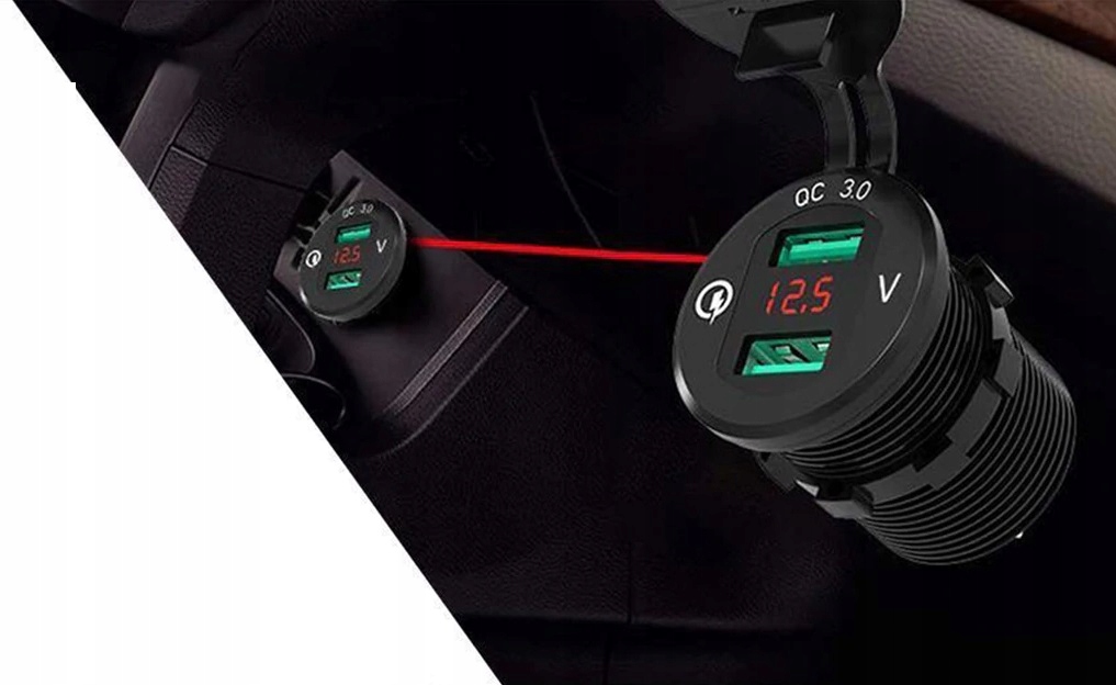 ŁADOWARKA MOTOCYKL 2x USB QC3.0 WOLTOMIERZ 3A ALU Producent inny