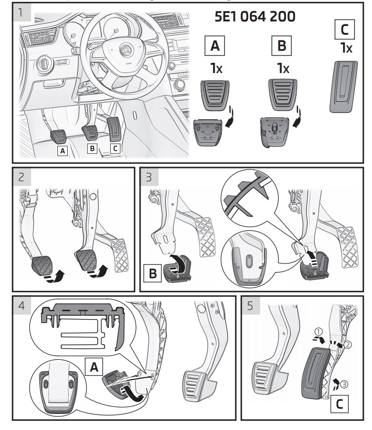 NAKŁADKI NA PEDAŁY ALUMINIOWE SKODA ORYGINALNE !!! Producent Skoda OE