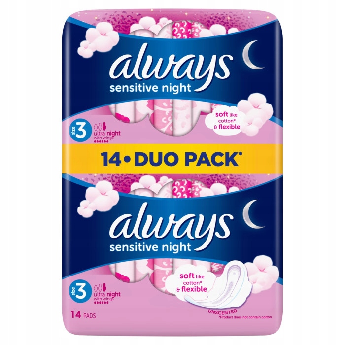 ALWAYS SENSITIVE ULTRA NIGHT ПРОКЛАДКИ 14PCS