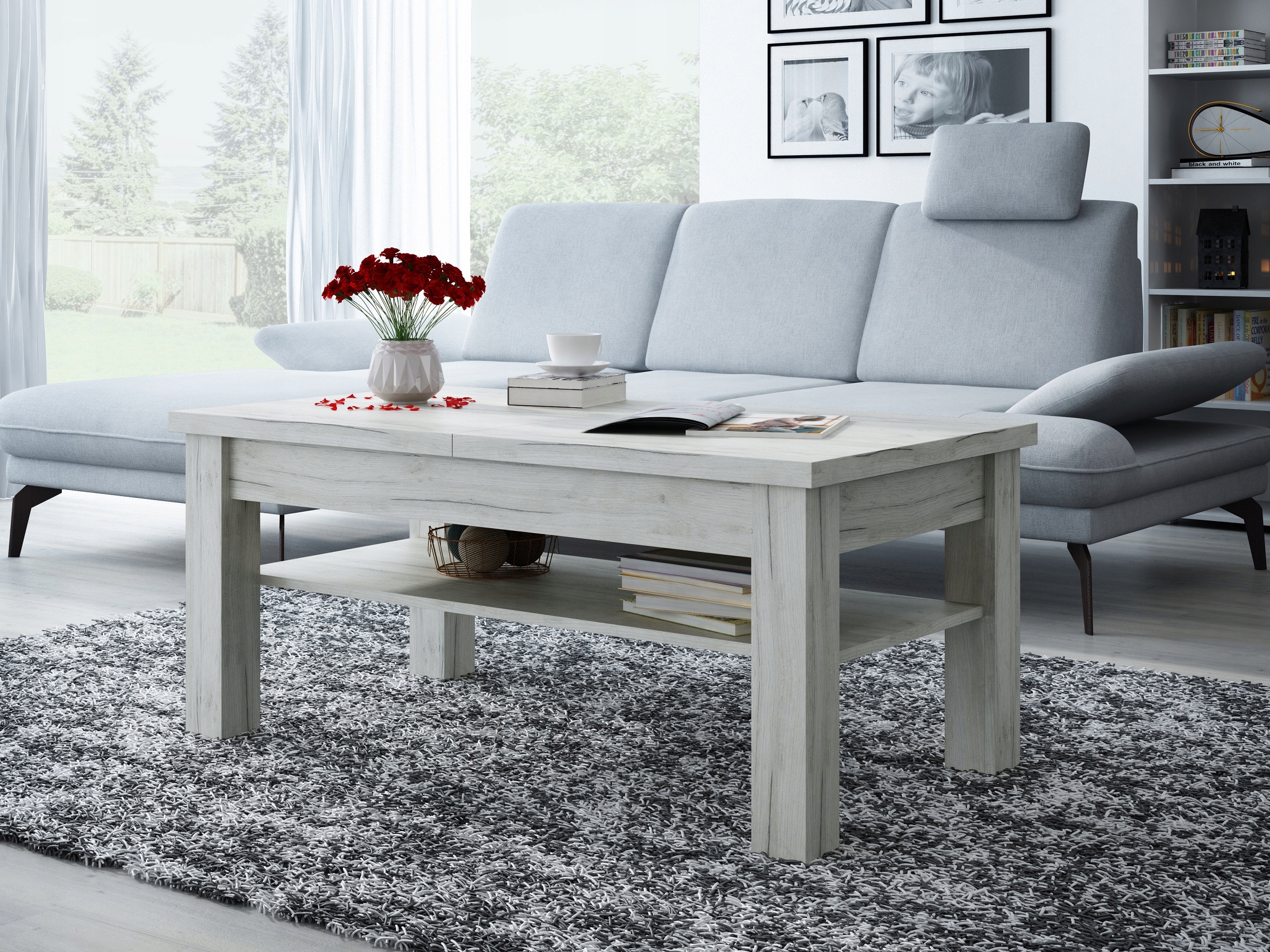 ŁAWA ROZKŁADANA PODNOSZONA Z PÓŁKA TRUFLA Wysokość mebla 60 cm