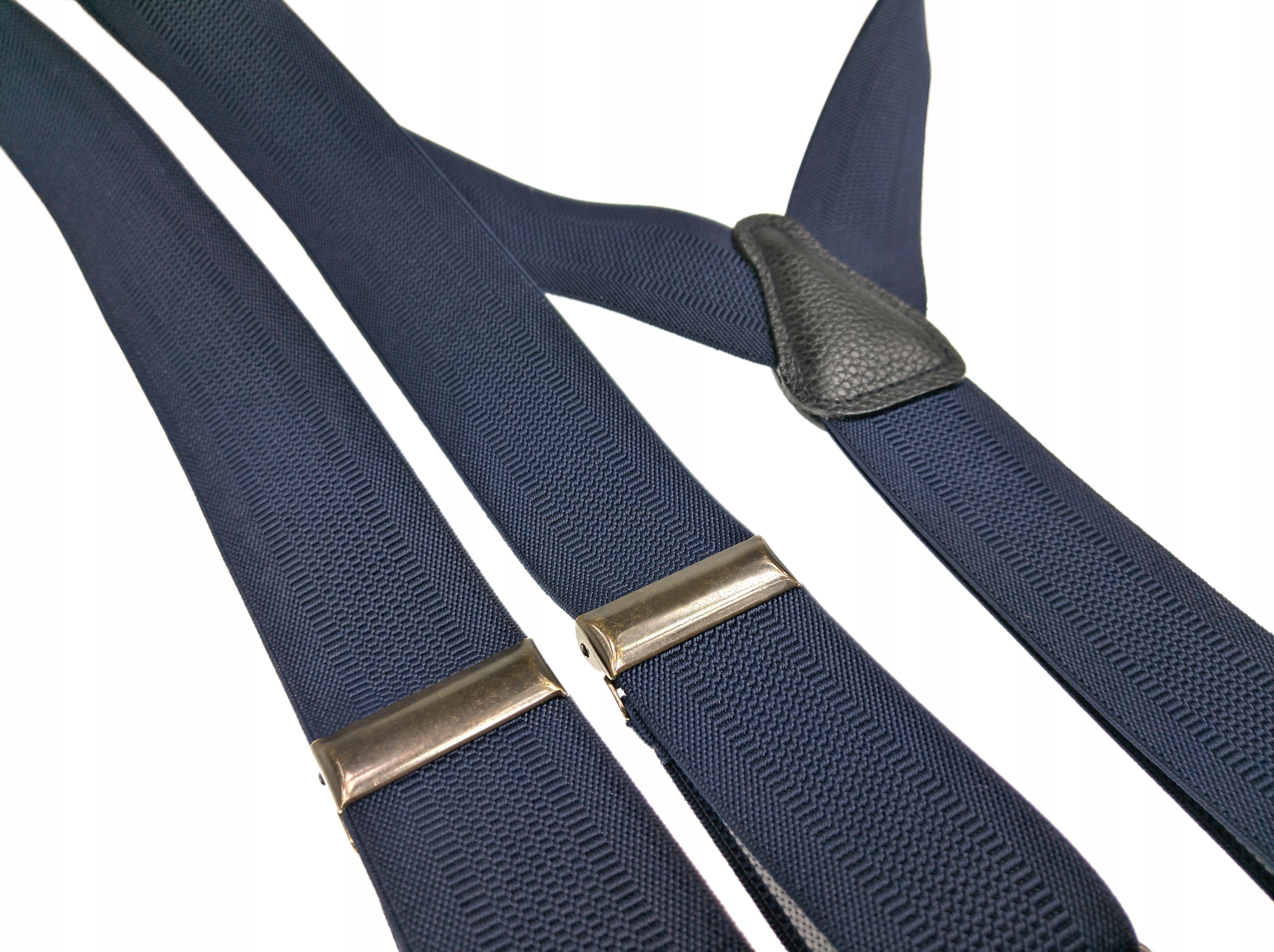 GRANATOWE Szelki na guziki 2w1 GUMA do spodni Odcień granatowy