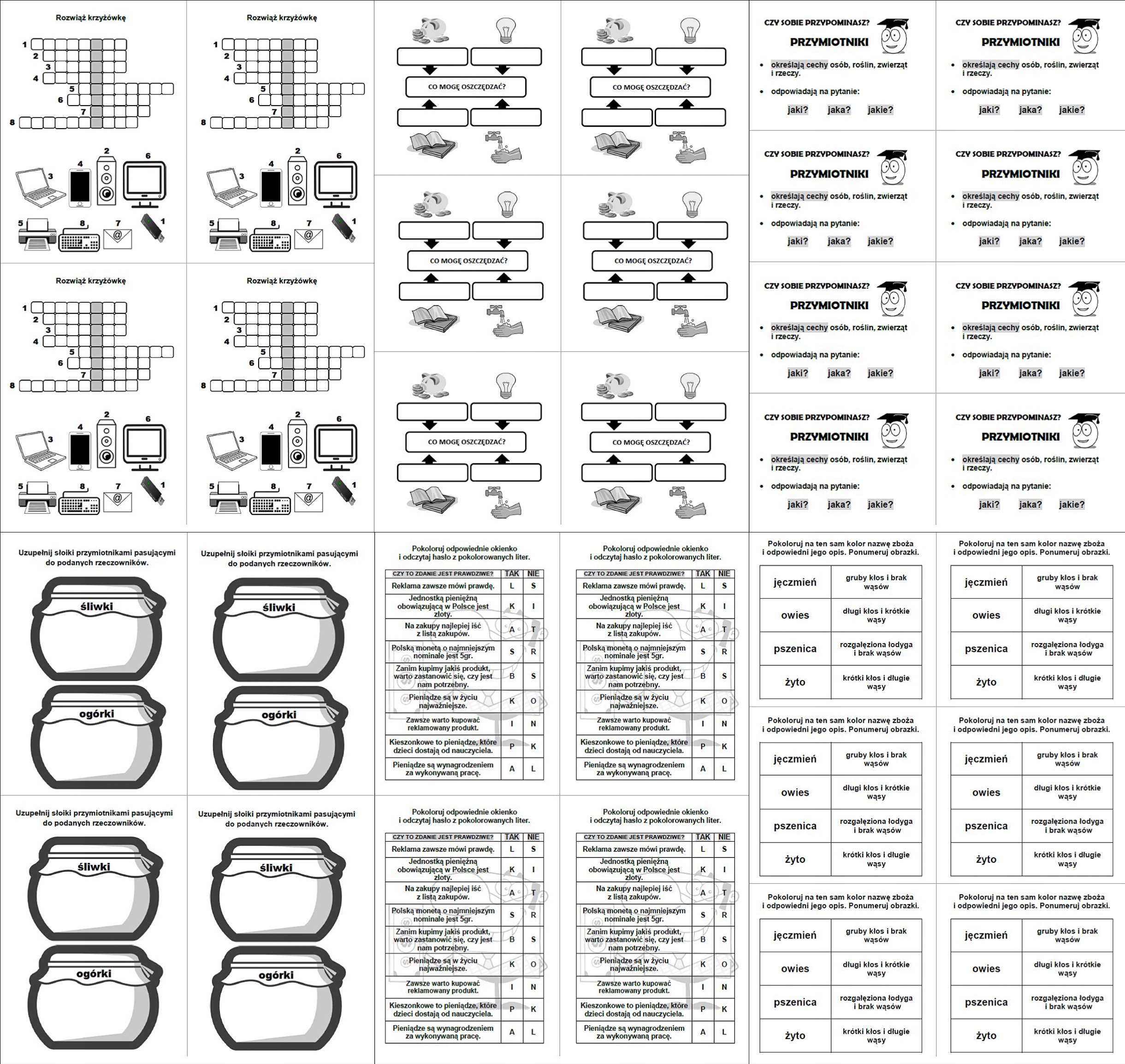 Karty pracy PDF Wklejki 81stron A4. Klasa 3 SP Cz2
