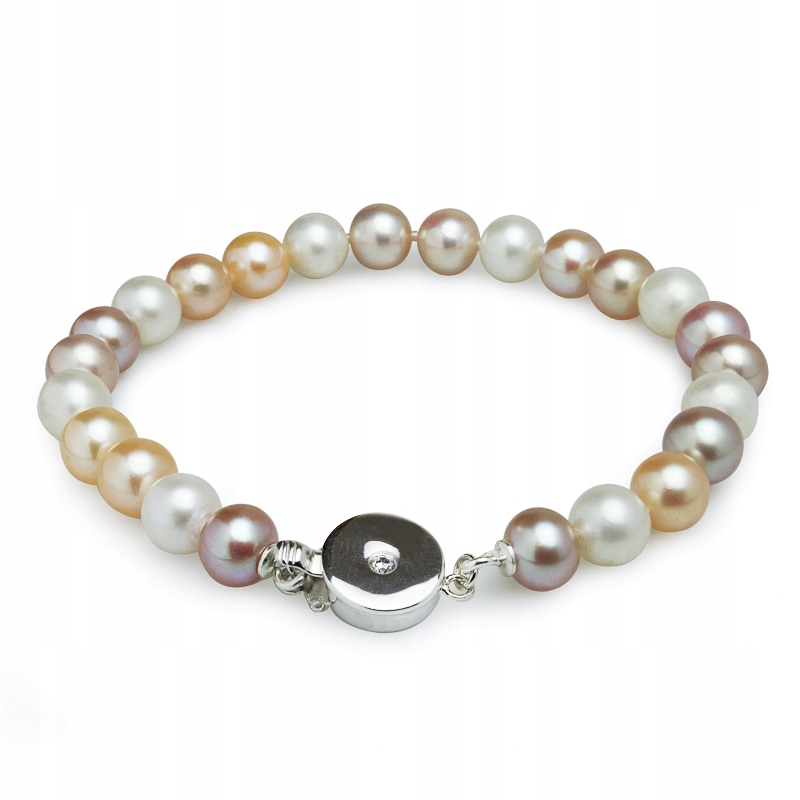

Kolorowa Srebrna Bransoletka Z Prawdziwych Pereł
