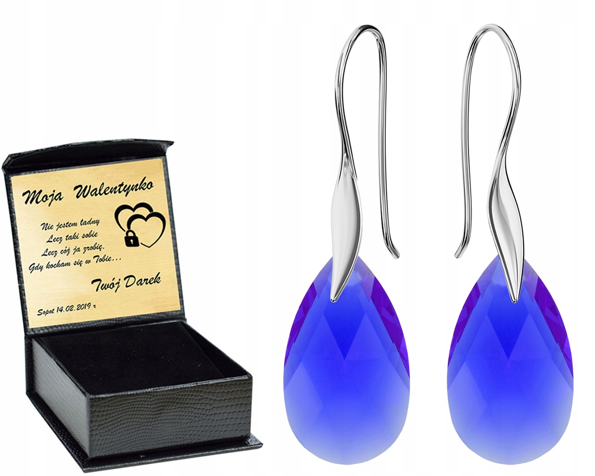 

Srebrne Kolczyki Almond Style Hook Swarovski Grawe