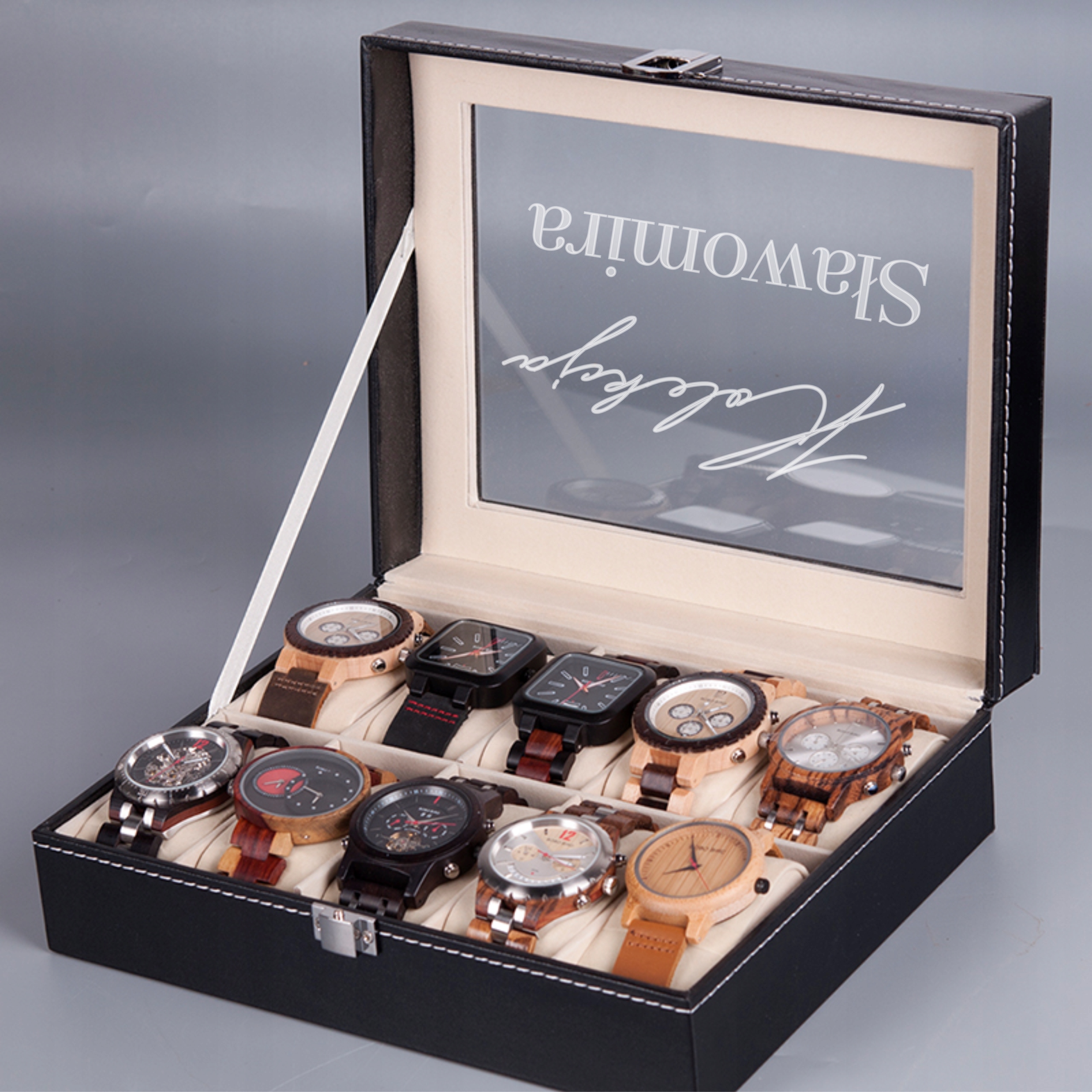 SZKATUŁKA NA ZEGARKI GRAWER ETUI PUDEŁKO ORGANIZER preznet dla niego GRAWER Model opakowanie na zegarki