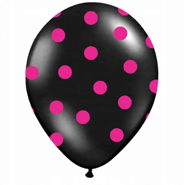

Balon czarny w amarantowe kropki urodziny 1szt