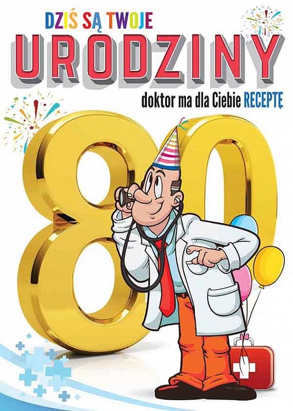 

Karnet na 80 Urodziny kartka Koperta recepta